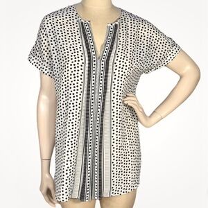 Max Studio Black & White Striped Tunic Top‎ M